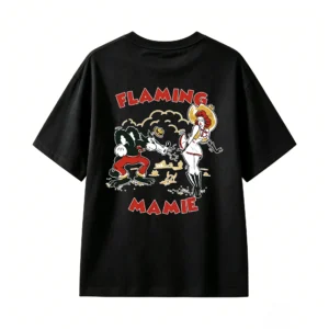 黑t Funny Back Print T-Shirt for Women Men