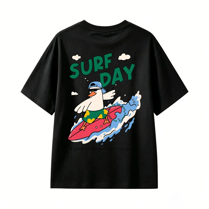 黑t Funny Back Print T-Shirt