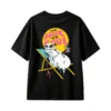 It's So Hot To Be Cool Melting Unicorn Lounge on Beach Chair Retro Pop Art Graphic Tee