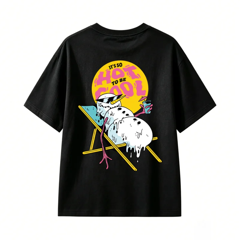 It's So Hot To Be Cool Melting Unicorn Lounge on Beach Chair Retro Pop Art Graphic Tee