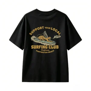Support Your Local Surfing Club Winged Leopard Surfing California Huntington Beach Vintage Retro Graphic T-Shirt