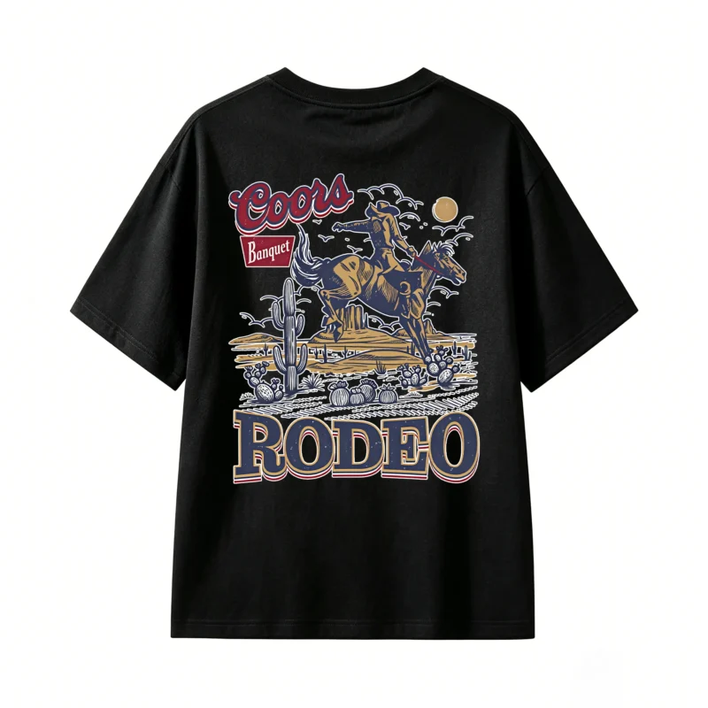 黑t Coors Banquet Rodeo Vintage Western Graphic T-Shirt