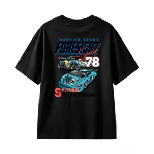黑t Retro Futuristic Racing Cars Graphic T-Shirt