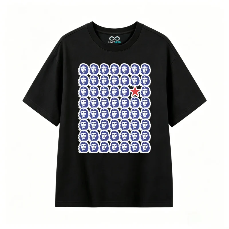 黑t Tees with prints of Argentine national heroes