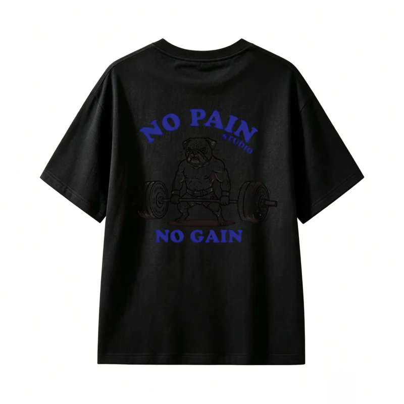 黑t No Pain No Gain Gym Fitness T-Shirt