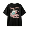 黑t Catch Waves Not Feelings Skeleton Surfer Pink Hibiscus Retro Tropical Style T-Shirt