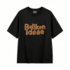 黑t正 BELLIKEN IDEA LETTER PRINT SHORT SLEEVE T-SHIRT FOR MEN AND WOMEN, VINTAGE LOOSE CREW NECK PURE COTTON BASIC HALF SLEEVE TOP