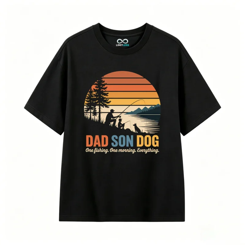 Dad Son Dog Fishing T-Shirt