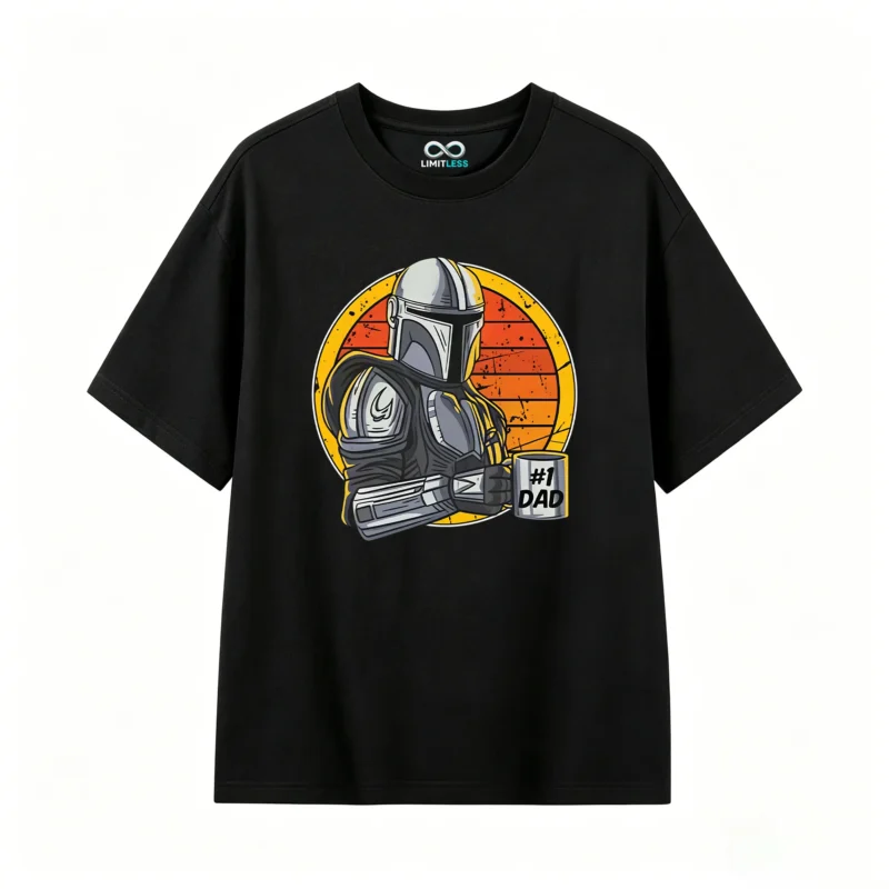 The Mandalorian #1 Dad T-Shirt - Star Wars Beskar Armor Retro Sunset Vintage Graphic Tee for Men Women