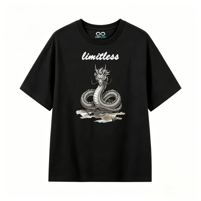 黑t正 East Asian Dragon Ink Wash Art T-Shirt
