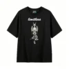 Gothic Fantasy Dragon Creature with Antlers and Wings – Black and White Illustration T-Shirt for Men Women