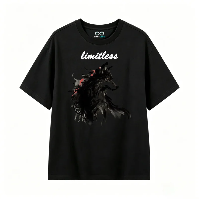 黑t正 Stylized Wolf Digital Art T-Shirt