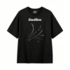 Artistic Gray Metallic Grass Leaves with Red Berries and Traditional Seal - Minimalist Elegant Nature Design T-Shirt