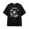 黑t正 Oriental Crane Plum Limitless Loose Cotton T-Shirt
