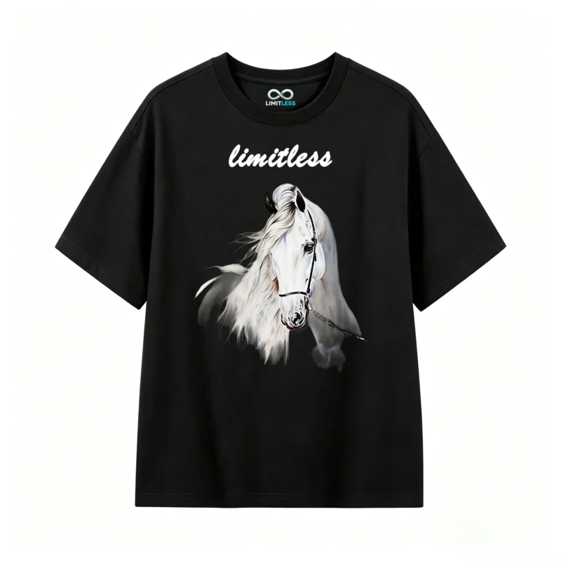 White Horse Head and Neck Artistic Illustration T-Shirt