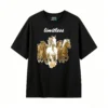 黑t正 Dynamic Five Horses Gold Black White Art T-Shirt