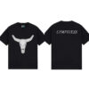 黑t正反 Unisex Bull Skull T-Shirt Western Cowboy Style Casual Cotton Men Women