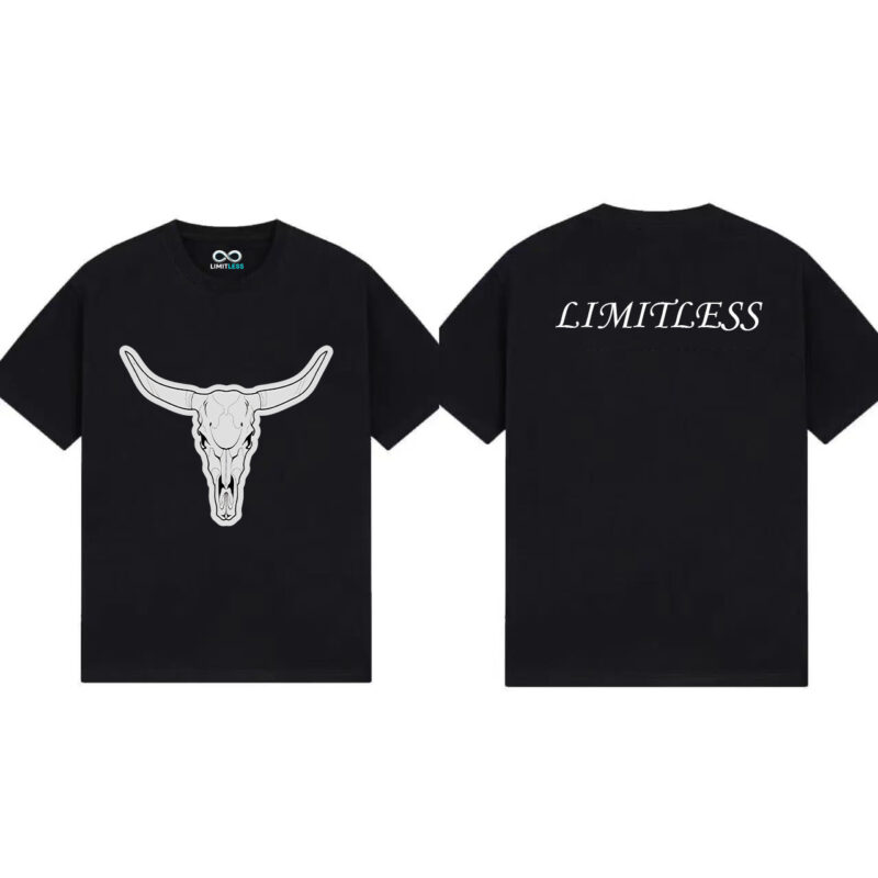 黑t正反 Unisex Bull Skull T-Shirt Western Cowboy Style Casual Cotton Men Women