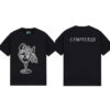Unisex T-shirts with cocktail glass prints, retro casual style in black and white colorway