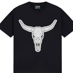 Unisex Bull Skull T-Shirt Western Cowboy Style Casual Cotton Men Women
