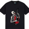 Men's Women's T-shirt Skeleton Playing Guitar Rock Punk Vintage Style Casual White Black