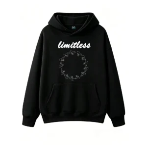 黑卫 Solid Black Noise Ring Aesthetic Hoodie