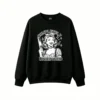 Hei Wei Zheng Sudadera con capucha de estilo urbano oversize con estampado gráfico de humor negro inspirado en las amas de casa retro de los años 50, totalmente alocada, con ilustración en blanco y negro para mujeres y hombres