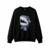黑卫正 Retro Pixel Blue Shark with Sharp Teeth and Gray Headphones Unisex Oversized Hoodie