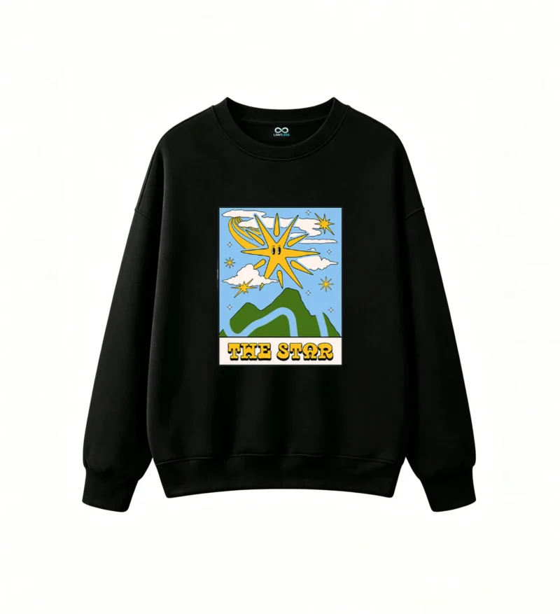 黑卫正 The Star Tarot Card Cartoon Illustration Hoodie