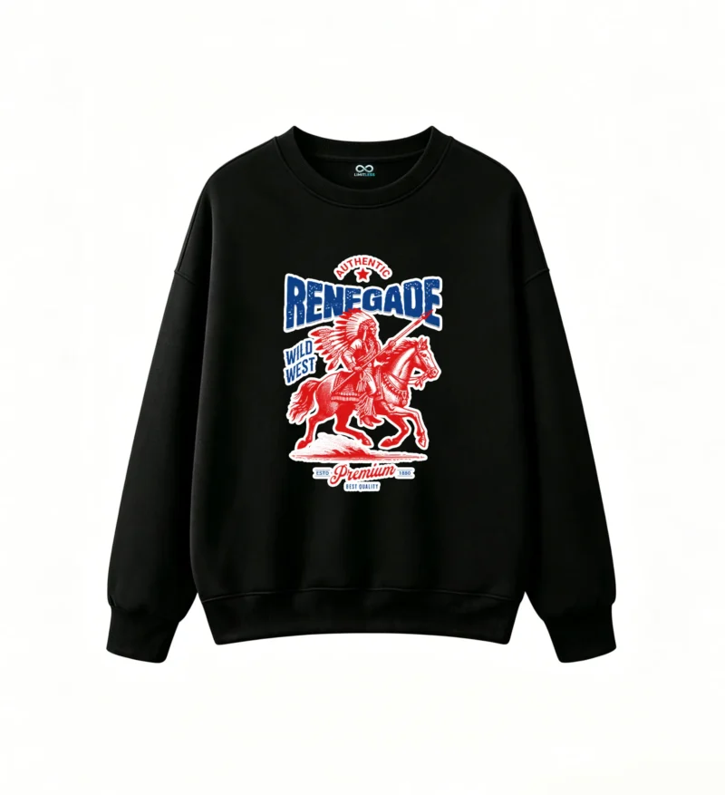 Authentic Renegade Wild West Premium Best Quality Life Native American Warrior Horse Rider Graphic Print Unisex Hoodie