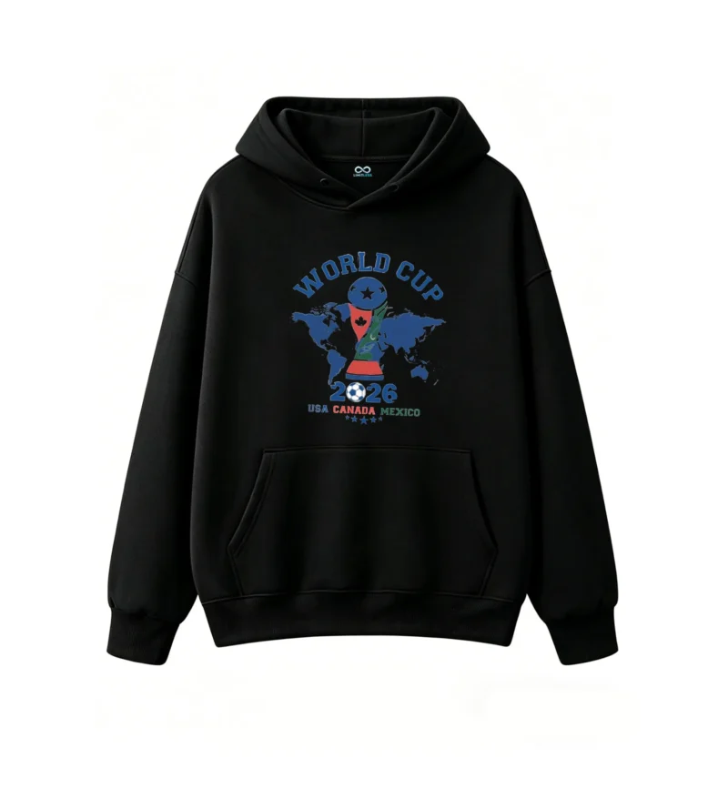 Men's Women's Unisex Hoodie, Soft Cotton Blend Pullover Sweatshirt with Drawstring, Perfect Gift for Soccer Fans, FIFA Tournament Celebration, Blue Red Green Star Print - Casual Streetwear