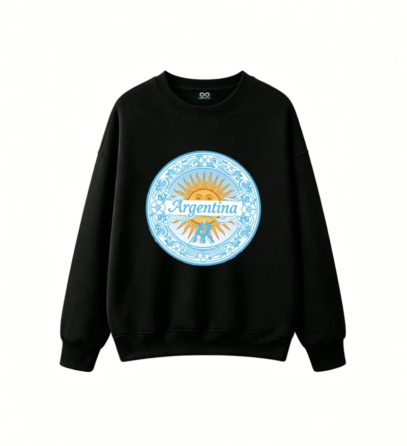 黑卫正 Argentina Sun of May Vintage Floral Emblem Tango Dancers Unisex Hooded Sweatshirt
