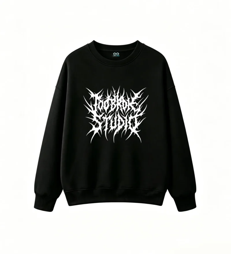 Black Metal Aggressive Logo Graphic Hoodie