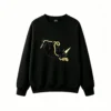 黑卫正 Whimsical Black Cat with Unicorn Horn and Golden Ribbon Casual Oversized Hoodie