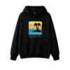 黑卫正 Coconut Tree Retro Vintage Tropical Island Sunset Palm Trees Distressed Graphic Hoodie