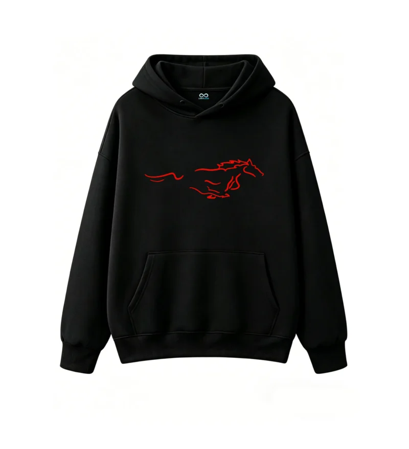 Abstract Red Neon Lines Art Graphic Hoodie