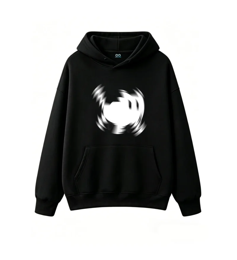 黑卫正 Abstract Glowing Sun Flame Spikes Hoodie