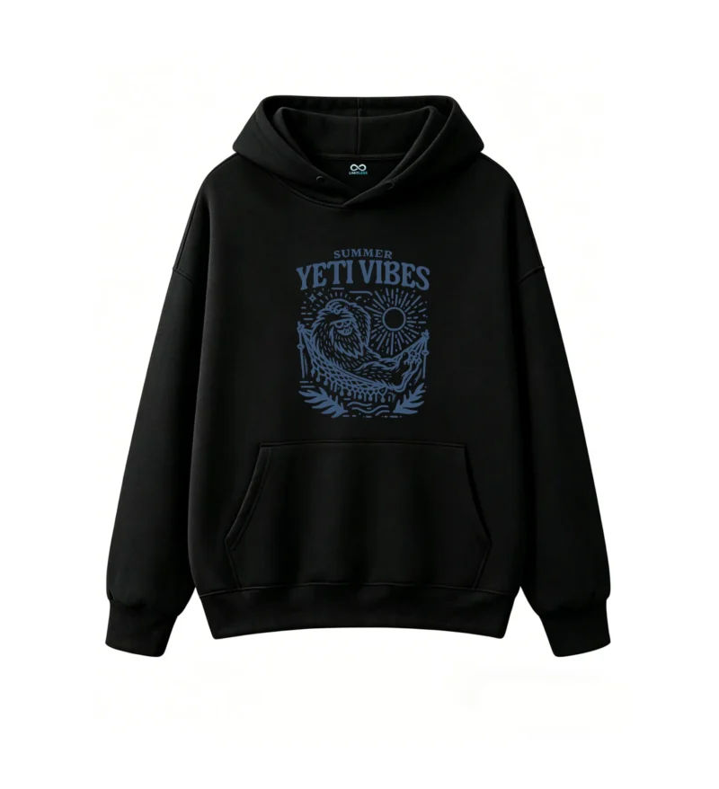 黑卫正 Summer Yeti Vibes Retro Vintage Screen Print Hoodie