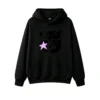 黑卫正 Surreal Neon Cat & Purple Star Graphic Hoodie