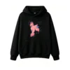 黑卫正 Magical Pink Horse With Blue Mane And Tail New Year Celebration Star Print Hoodie