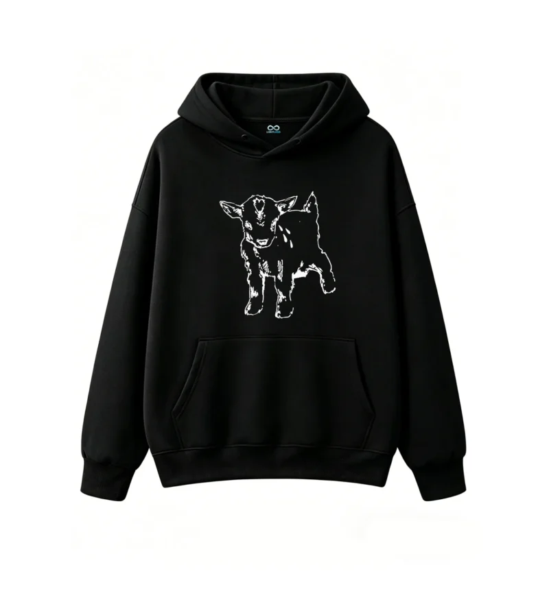 黑卫正 Dark Silhouette Four-Legged Young Mammal Calf Foal Edge Detection Art - Minimalist Abstract High Contrast Hoodie