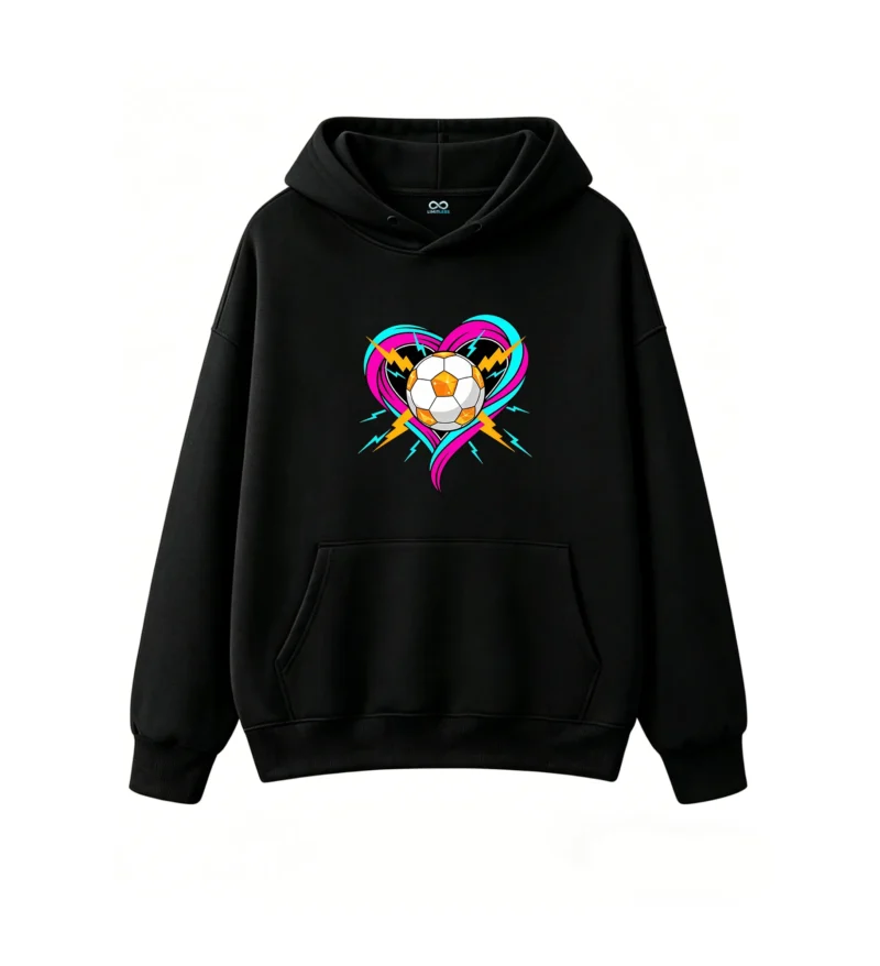 黑卫正 Soccer Heart Lightning Graphic Hoodie
