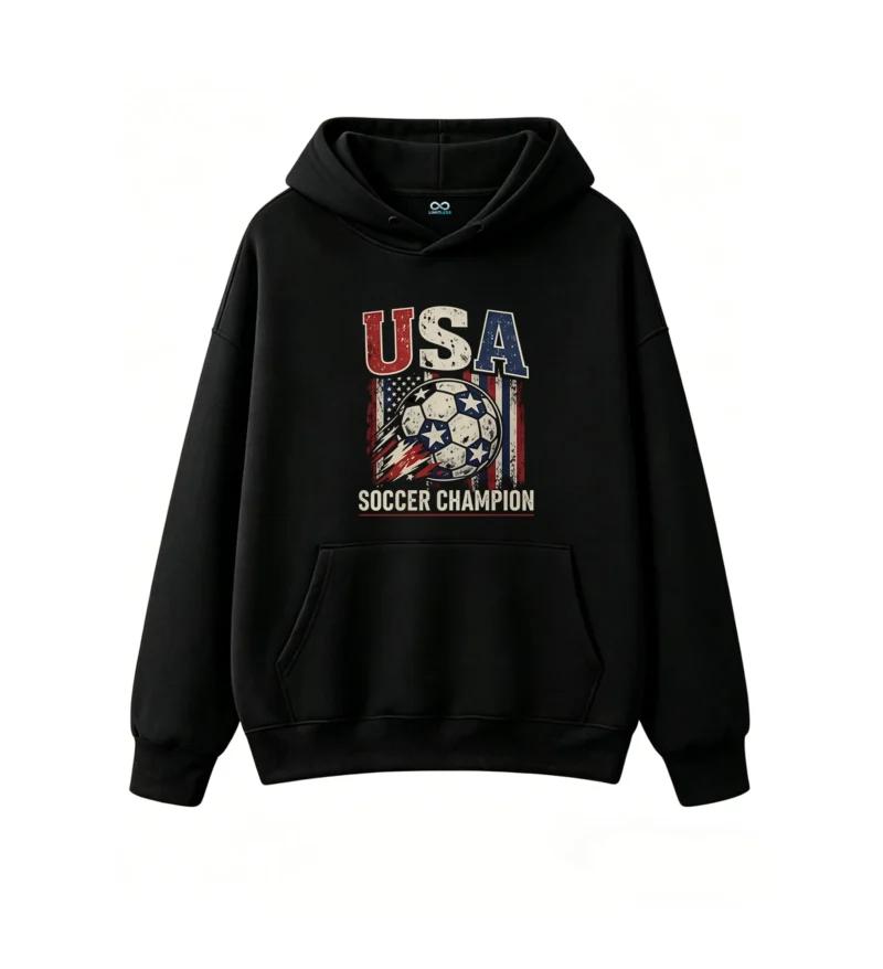 黑卫正 USA Soccer Champion Vintage Retro Graphic Hoodie