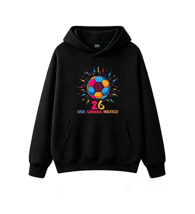 黑卫正 USA Canada Mexico 26 Soccer Ball Hoodie