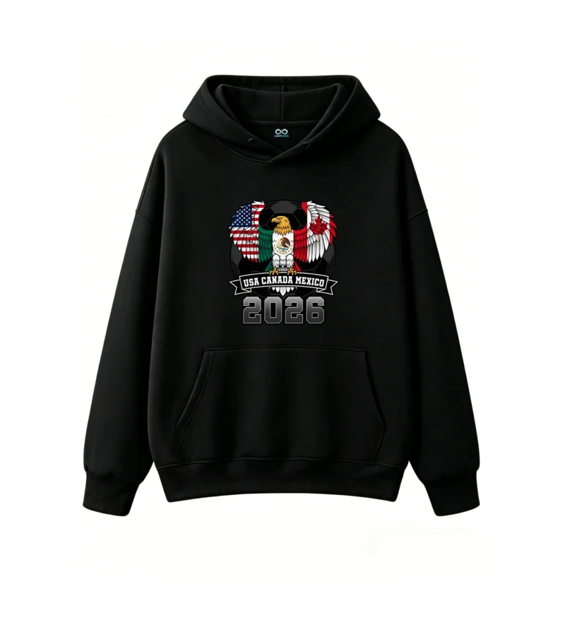 黑卫正 2026 FIFA World Cup USA Canada Mexico Bald Eagle National Unity Flag Design Hoodie