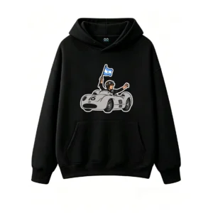 Argentine Flag Celebration Cutout Design - Premium Cotton Blend Men's Hoodie, Soft Fleece Lined Pullover Sweatshirt for Auto Enthusiasts and Classic Car Fans
