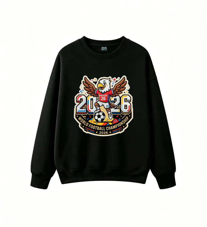 黑卫正 2026 World Football Championship Eagle Mascot Graphic Hoodie