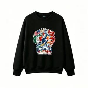 2026 FIFA World Cup USA Mexico Canada United Soccer Player Flag Silhouette Crew Neck Sweatshirt