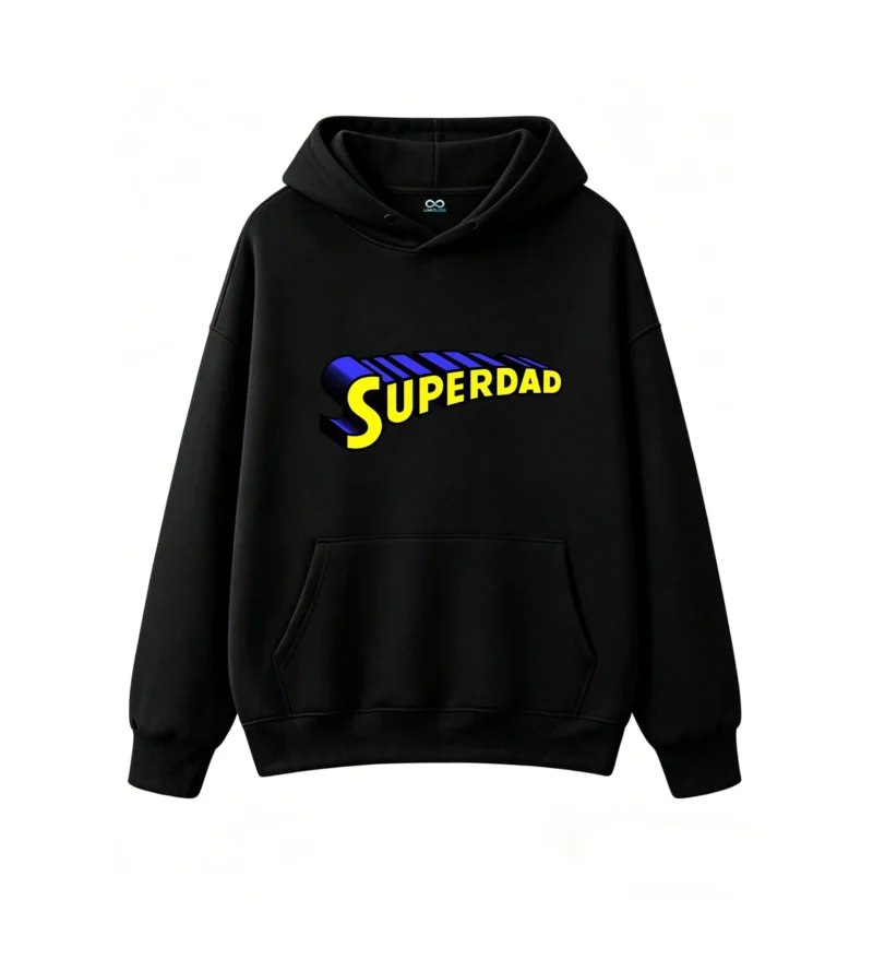 黑卫正 Superdad Retro Comic Style 3D Text Hoodie