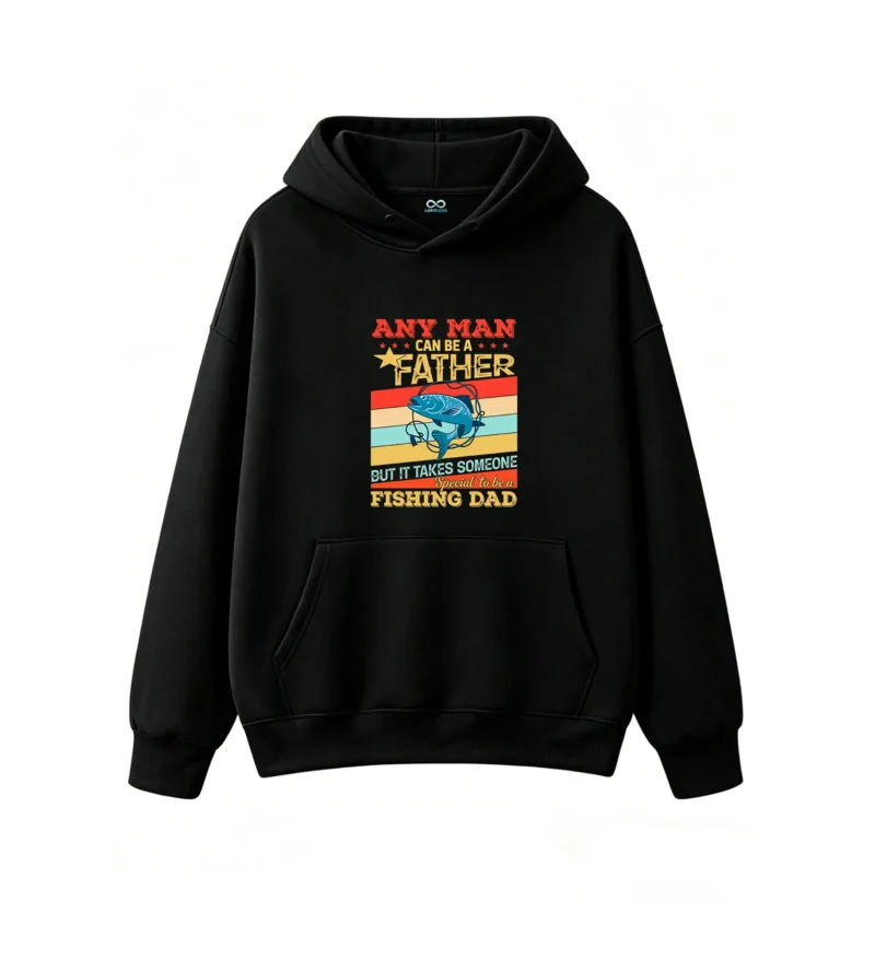 黑卫正 Fishing Dad Special To Be A Father Retro Americana Fish Leaping Stars Stripes - Cozy Fleece Hoodie